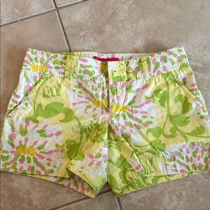 Lilly Pulitzer Yellow and Green Floral Women's Shorts